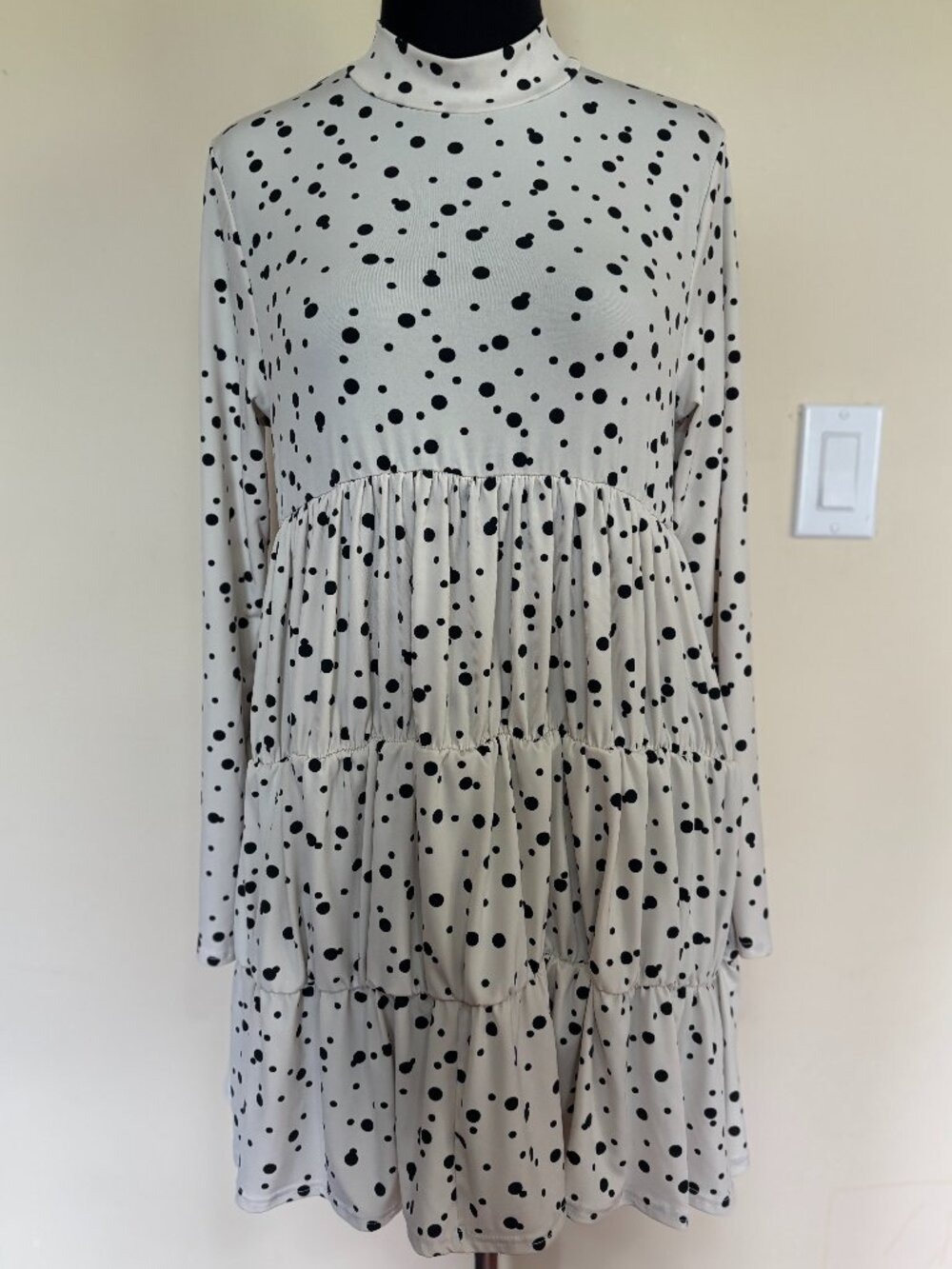 Nasty Gal tired white dress with messy polka dots